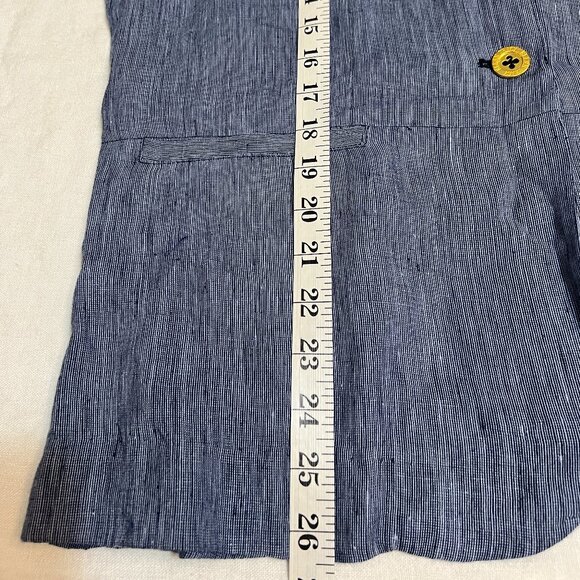 Ellen Tracy Women’s Linen Blazer Jacket Blue Pinstripe One Button Lightweight - Picture 9 of 12